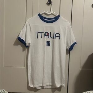 Urban Outfitters White and Blue Italia Tee